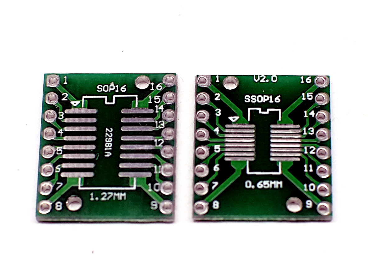 SMD Adapter SO16 SOP16 SSOP16 0,65mm 1,27mm - zum Schließen ins Bild klicken