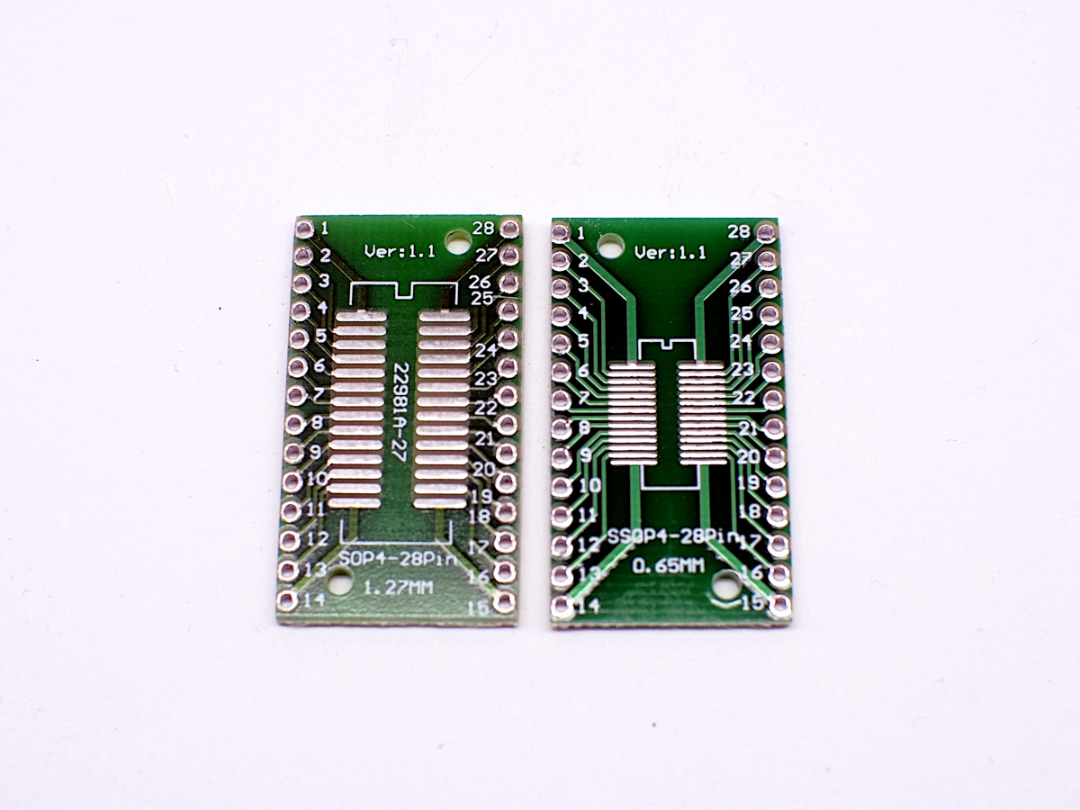 SMD Adapter SO28 SOP28 SSOP28 0,65mm 1,27mm - zum Schließen ins Bild klicken