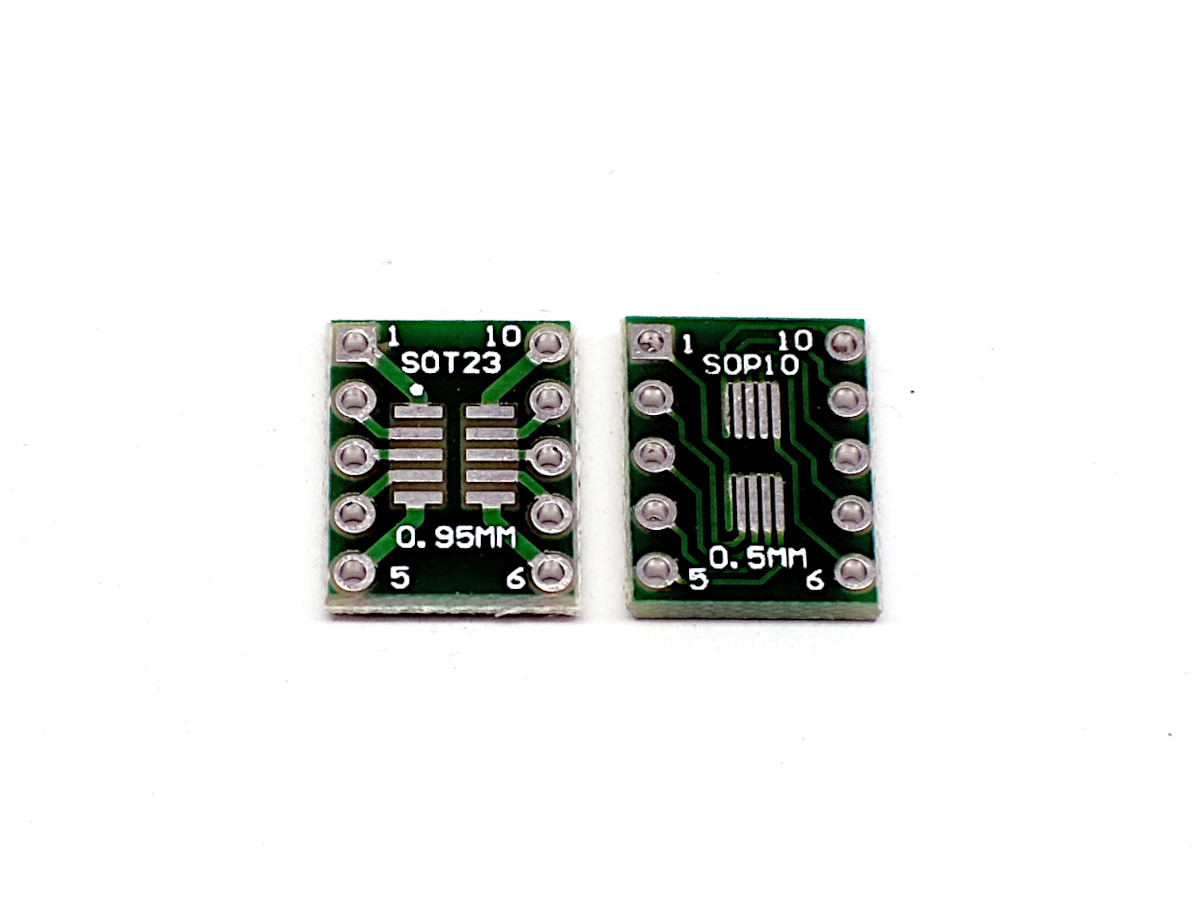 SMD Adapter SOP10 SOT23 0,5mm 0,95mm auf DIP10 - zum Schließen ins Bild klicken